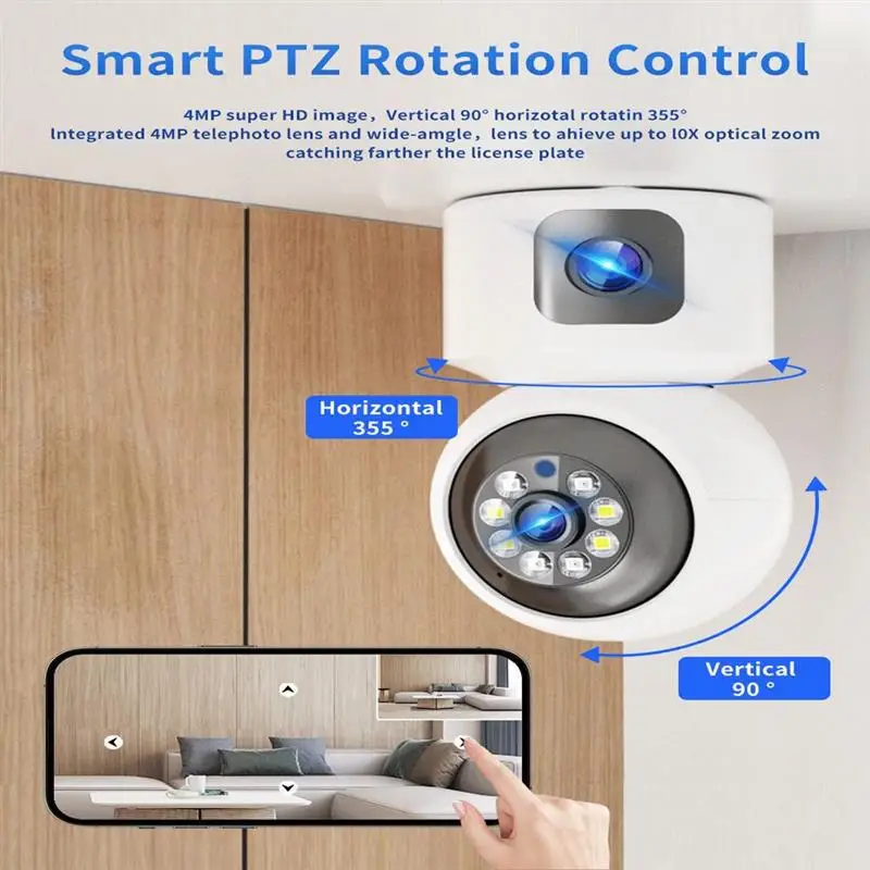 4MP UHD Eseecloud/ Yoosee/iCsee/V380 APP Dual Lens Wireless PTZ IP Dome Camera AI Humanoid Detection Security CCTV Baby Monitor