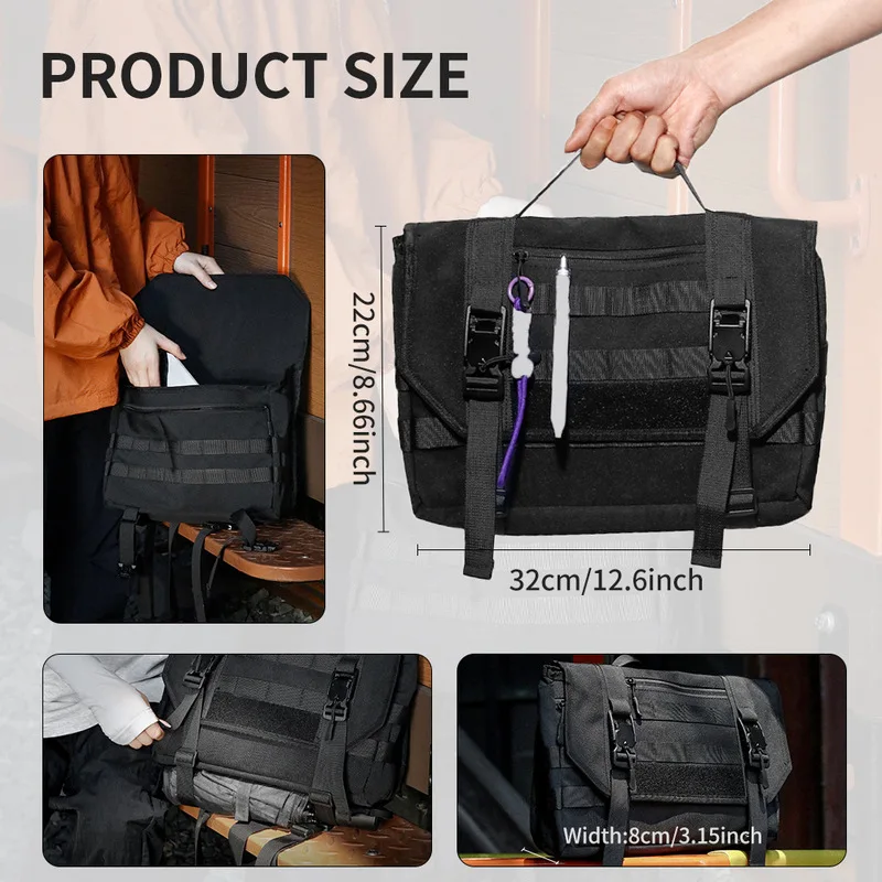 Outdoor Tactical Messenger Bag Large Capacity MOLLE Crossbody Commuter Multifunctional Laptop Bag Multi Pockets for Storage