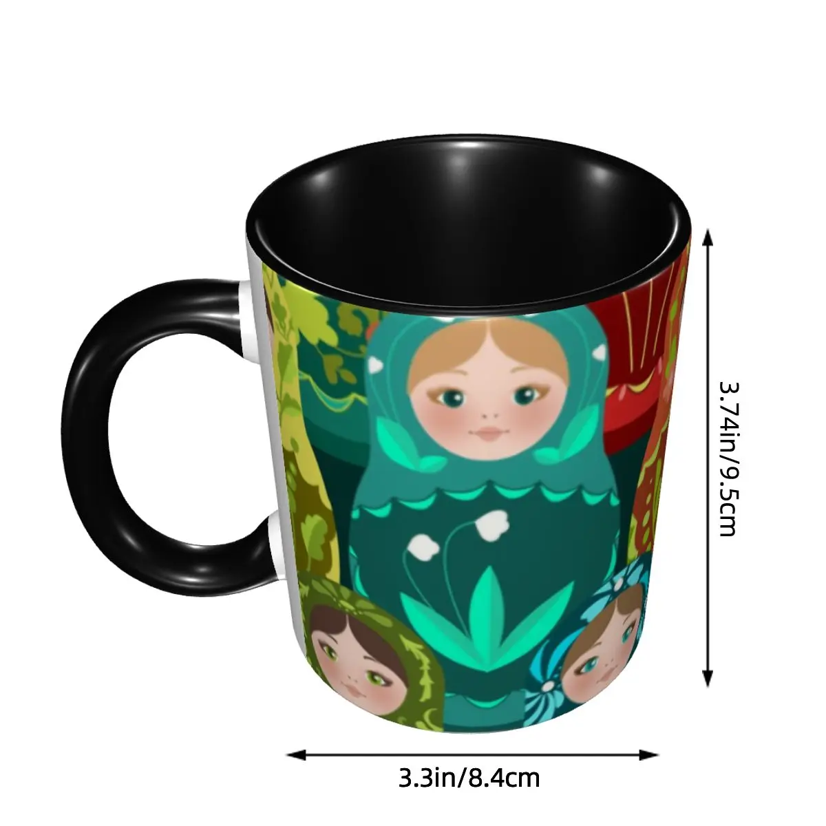 Russia Matryoshka Doll Pattern Mug Customized Russian Babushka Folk Art Coffee Ceramic Mug Cup Creative Present