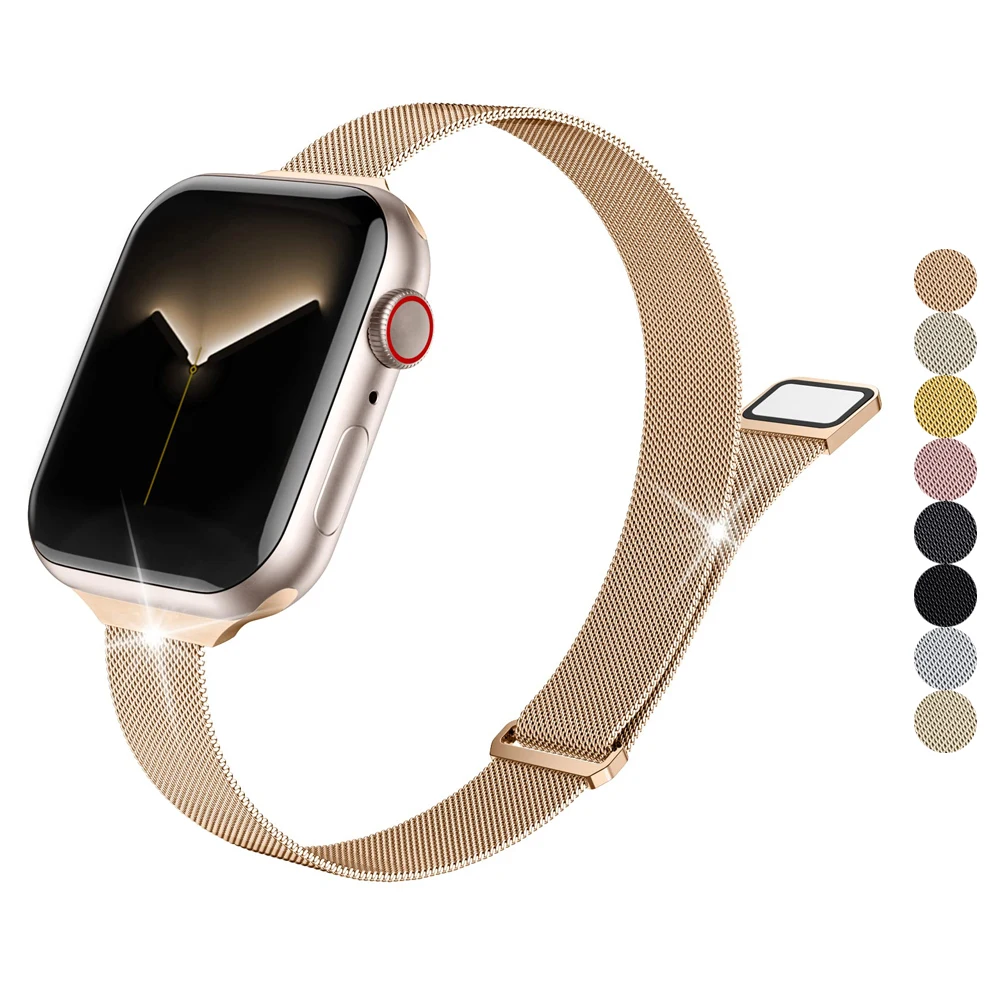

Magnetic Loop Strap For Apple watch Band 40mm 44mm 45mm 49mm 41mm 42mm 38mm Slim metal bracelet iWatch series 8 ultra 7 6 5 4 3