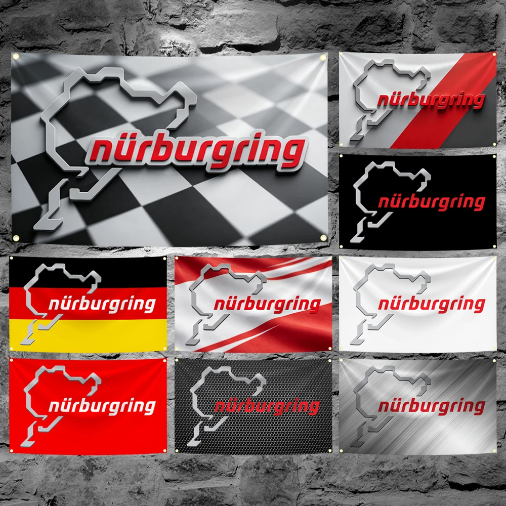 60x90cm 90x150cm 120x180cm Nurburgring Flag Racing Car Tapestry Polyester Banner With Brass Grommets For Wall Decor