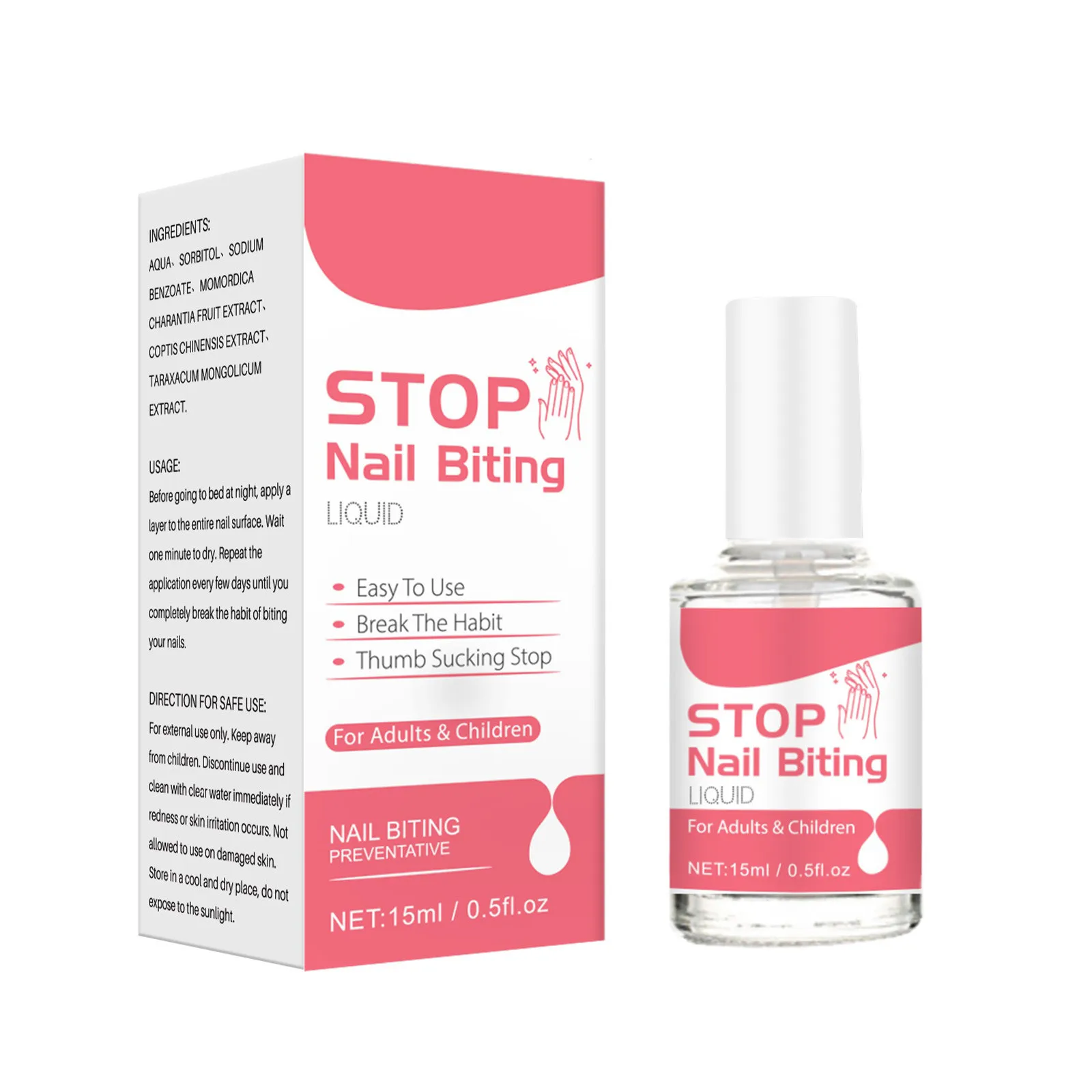 Stop Nail Biting Water, Bitter Nail Water Helps Correct Nail Biting Behavior, Safty Thumb Sucking Stop For Kids Children 15ml