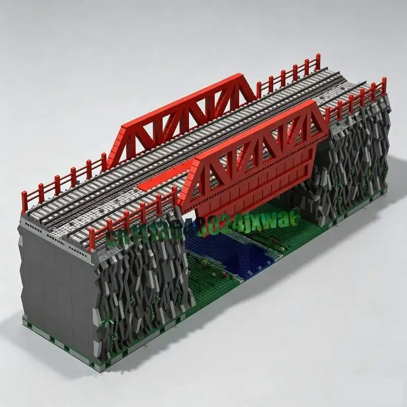 NEW 5024PCS Valley Double Railway Bridge MOC Model Custom Puzzle DIY Assembly Building Blocks Architecture Educational Toy Gifts
