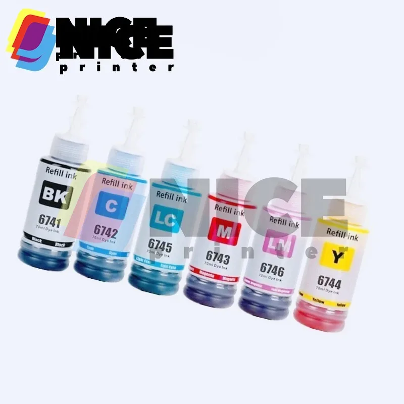 1Set 6 Colors 674 T674 Refill Dye Ink support for Epson L801 L805 L810 L850 L1800 70ml/Bottle