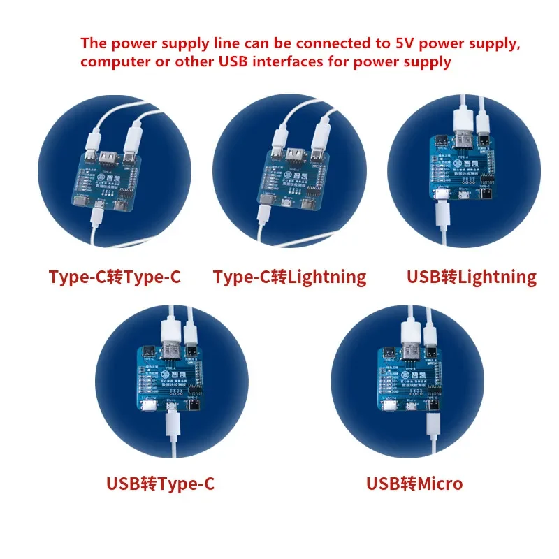 Плата обнаружения кабеля передачи данных ZHIKAI, тестер USB-кабеля для IOS Android Type-C, инструмент для тестирования короткого замыкания и выключения
