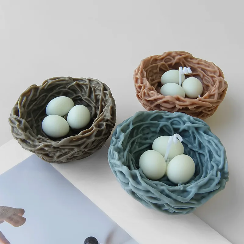 Bird\'s Nest Silicone Mold DIY Bird\'s Nest Resin Crafts Decoration Homemade With Egg Scented Candle