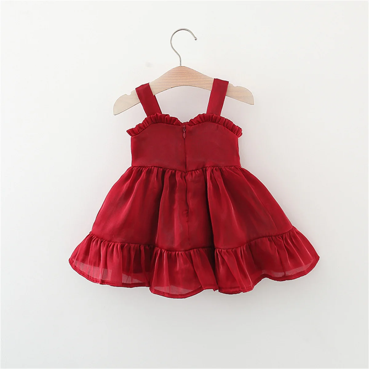 Summer children\'s clothing baby dress birthday party princess baby girl bow strap sleeveless solid color princess dress