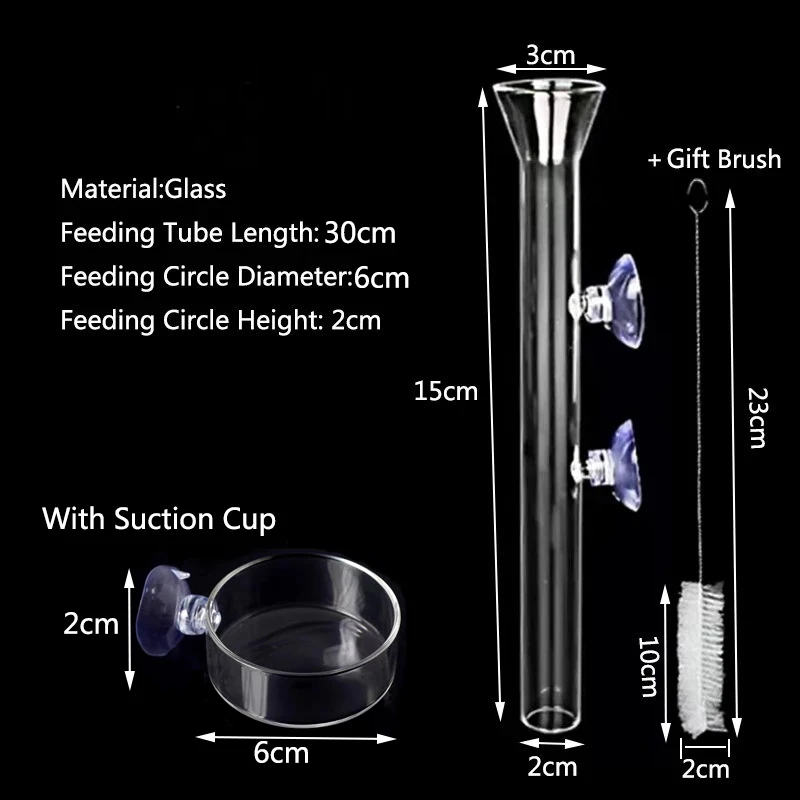 Thickened Glass Aquarium Feeder Tube Dish Transparent Fish Tank Shrimp Snail Food Feeder Bowl Aquarium Fish Feeding Accessories