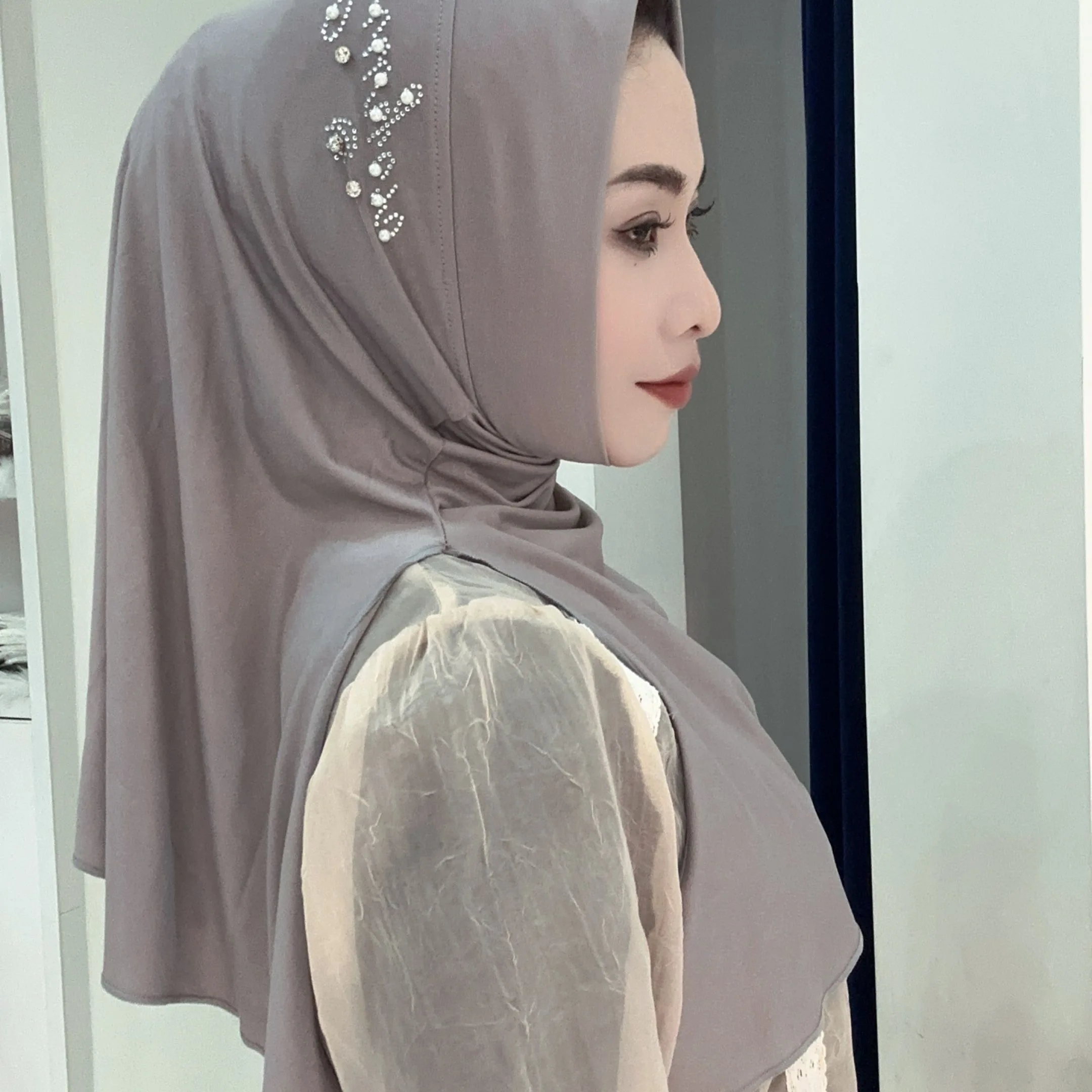 Side Slit Easy Instant Head Wears Muslem Worship Hijab Turban