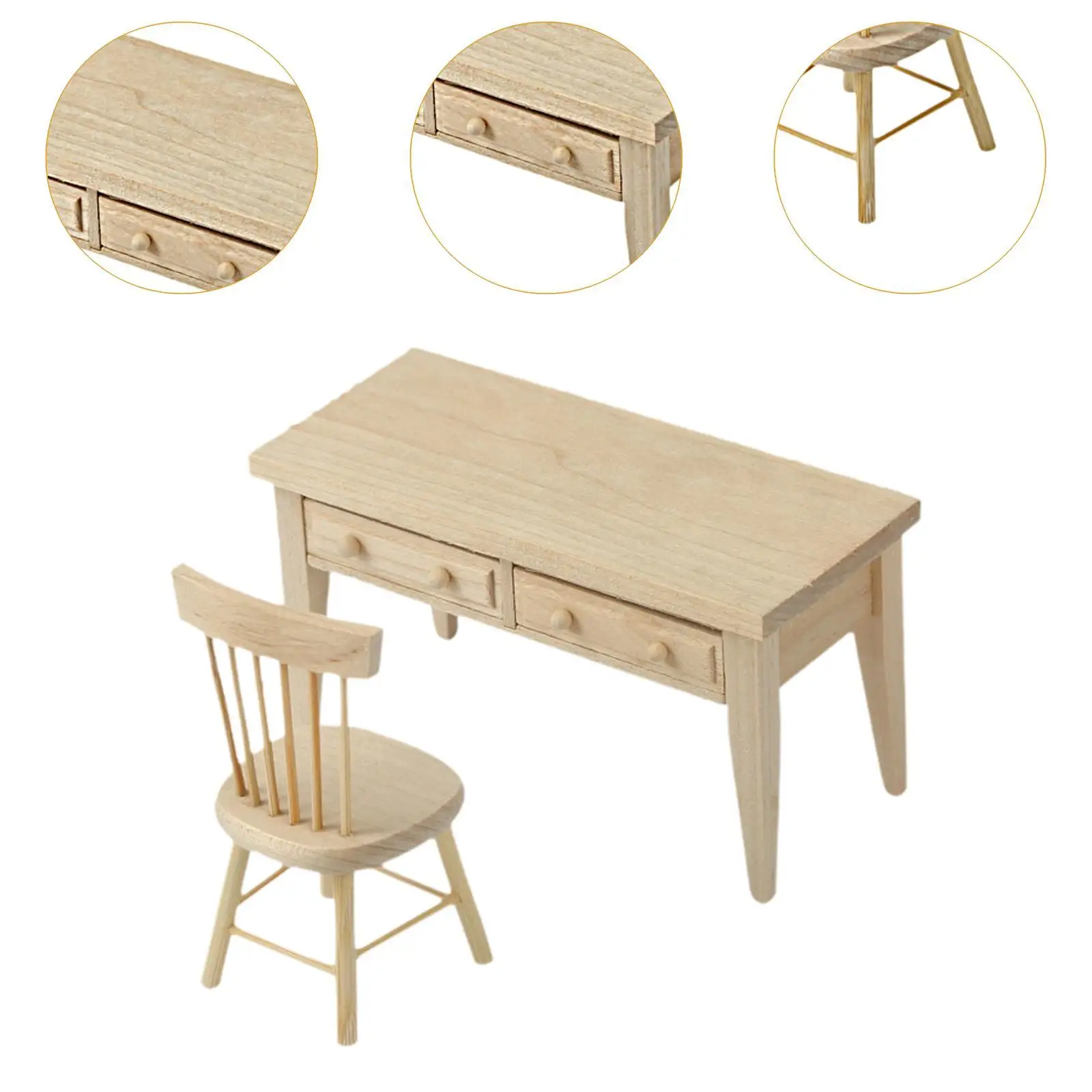 Mini muebles para casa de muñecas 1:12, juego de mesa y sillas, decoración de escena, accesorios para juego de imitación
