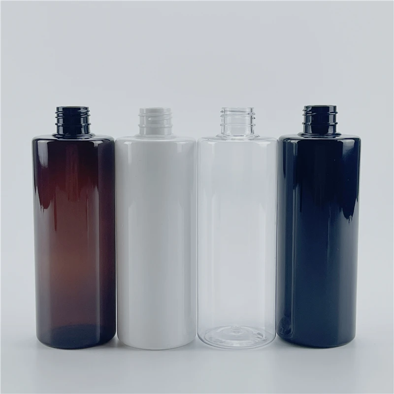 Preto branco 300ml x 20 garrafas plásticas recarregáveis vazias com tampa de parafuso de alumínio plug cosméticos viagem pequenos recipientes de óleo de toner