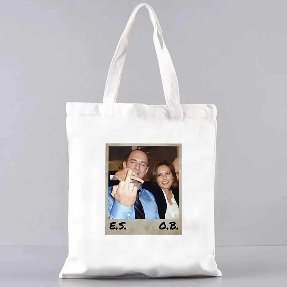 Olivia Benson and Elliot Stabler Middle Finger Tote bag Law and Order SVU Canvas tote bag Casual black shoulder bag fun tote bag