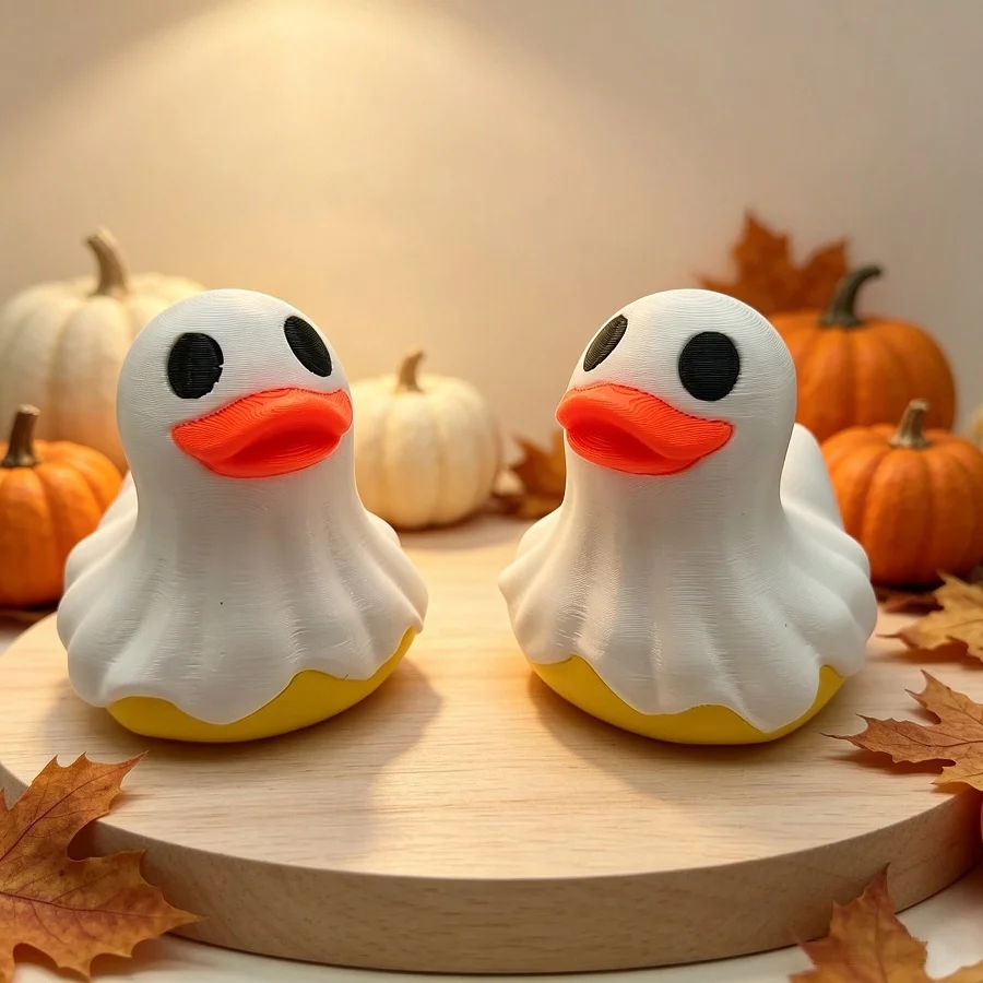 Halloween Ghost Duck Figurine 3D Print Cute Spooky Duck Statue Mini Desk Ornament Home Office Decor Funny Halloween Party Gift