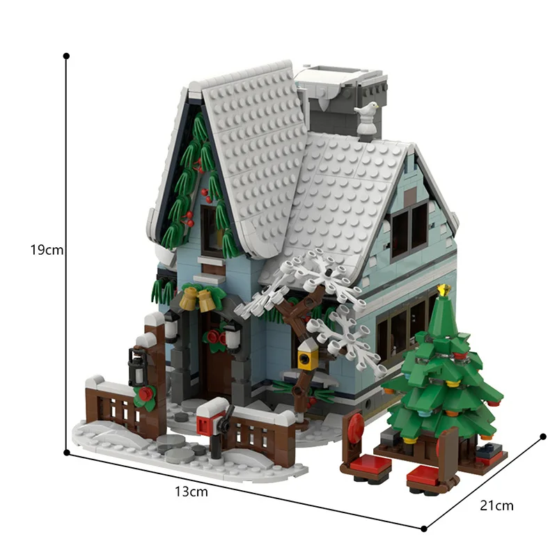 1397PCS MOC Straatbeeld Architectuur Winter Bouwpuzzel Speelgoed Bouwstenen Model Kersthuis, Verjaardagscadeau