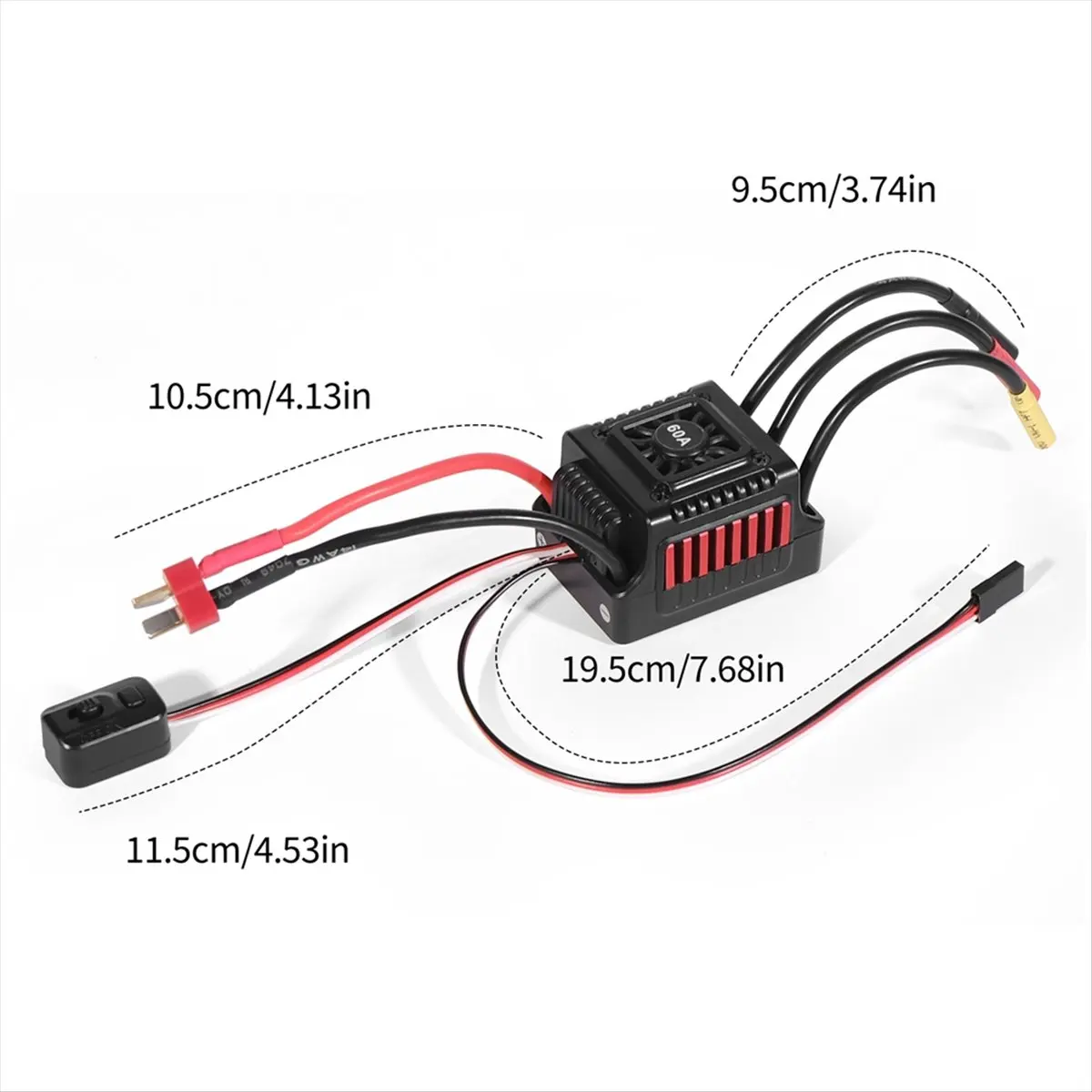 AA83 WSDT-60A RC Бесколлекторный водонепроницаемый регулятор скорости (ESC) 60A, подходит для радиоуправляемых моделей 1/10, совместим с различными бесколлекторными сервоприводами
