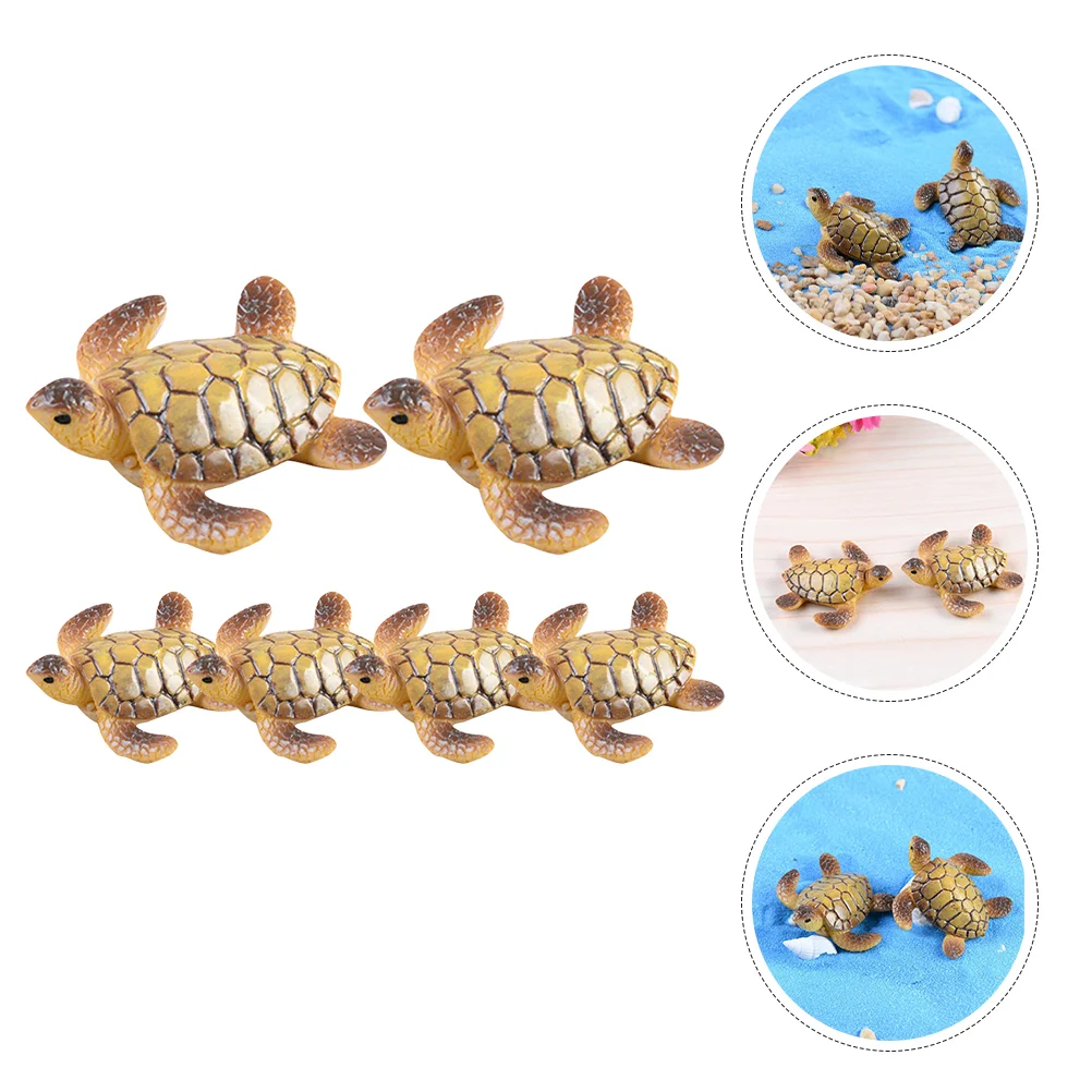 6 Pcs Resin Sea Turtle Aquarium Moss Landscape nament Toy Sculpture Mini Crafts Adorable Small Turtle Decors Safe