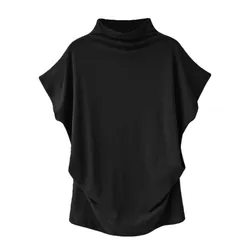 Womens Long Sleeve Shirts with Buttons Plus Size Blouse Turtleneck Cotton T Short Women Casual Solid Scoop Neck Cotton Tee