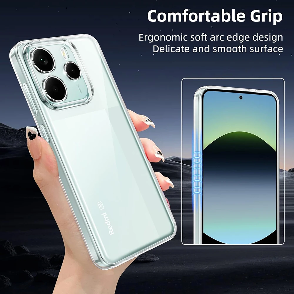 Für Xiaomi Redmi Note 14 13 12 Pro Plus Pro+ 4G 5G, Redmi 14C 13C 12C Klare Hülle Transparente Stoßfeste Silikon-Softcase
