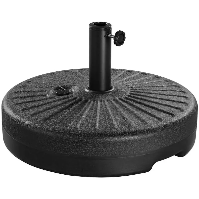 

5 lbs Black Round Polyethylene and Iron Patio Umbrella Base with Fillable