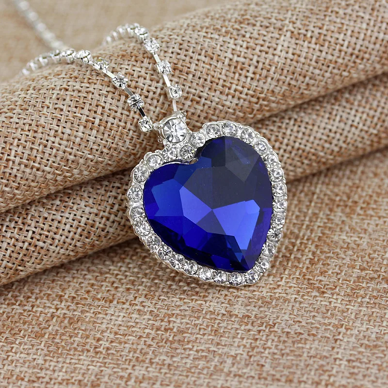 Titanic Ocean Heart Love Forever Necklace Heart Crown Crystal Charm Choker Pendant For Women Girls Valentine's Day Birthday Gift image 5