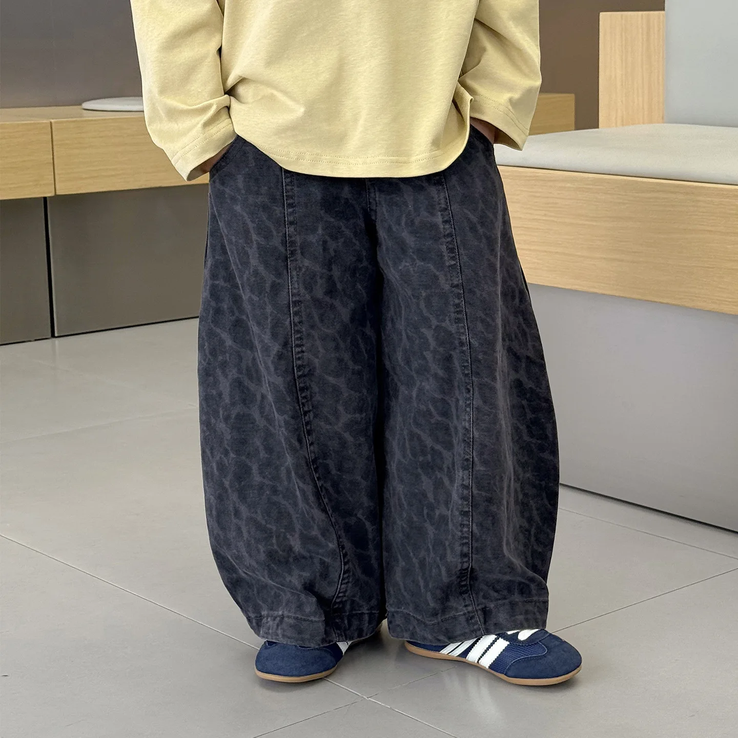 

Children's Autumn 2025 Korean The New Retro Leopard Print Design Trend Casual Loose Straight Casual Trousers Fashionable