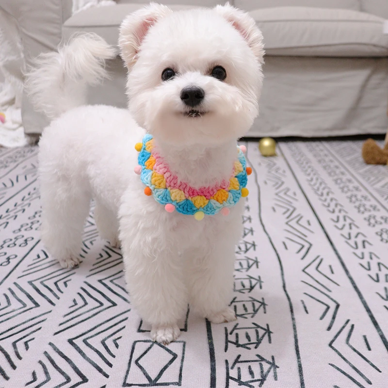 Collier à bavette mignon pour chien, chaton, chat, écharpe de décoration au crochet, accessoires de la présidence