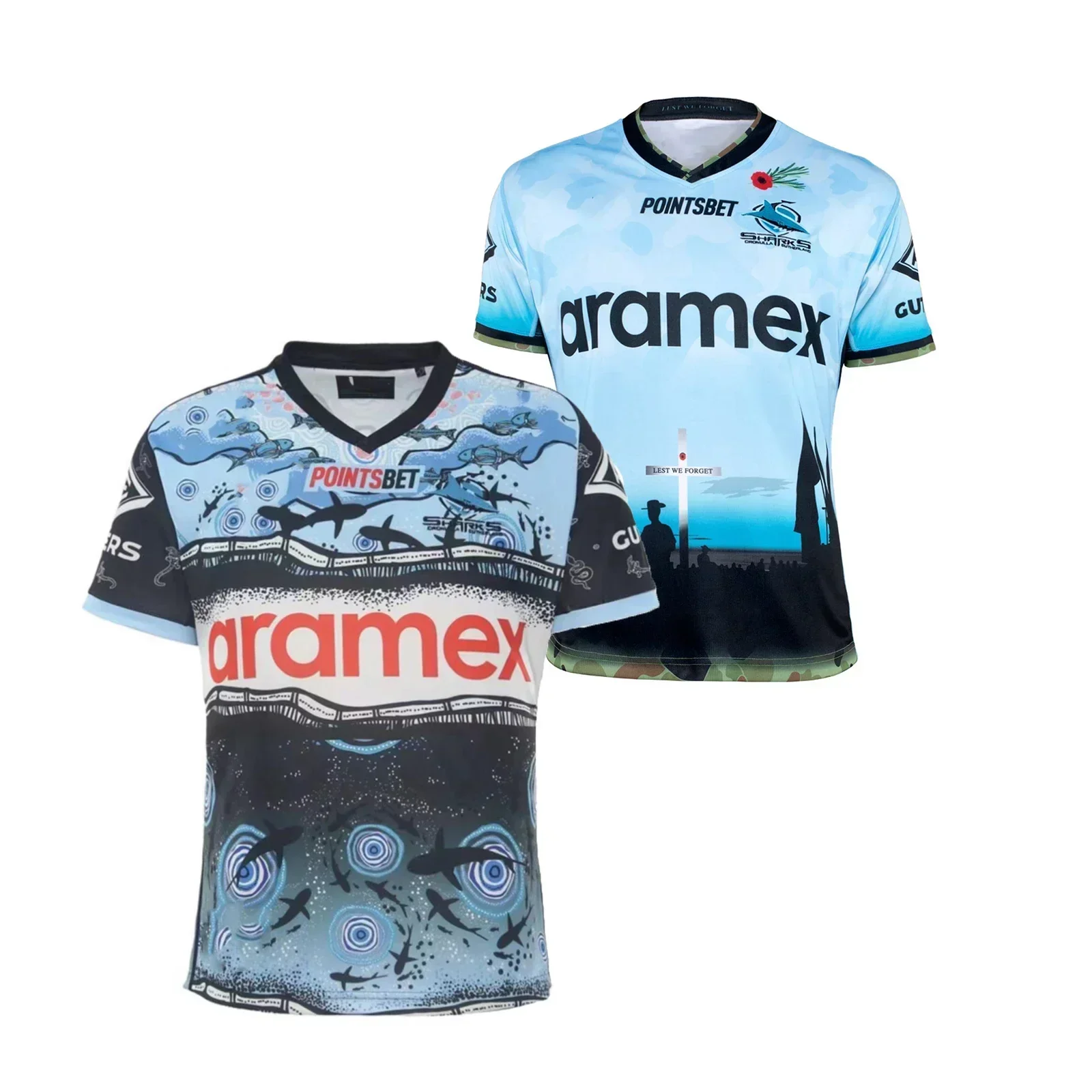 2022 Cronulla-Sutherland Sharks  Mens Indigenous/ANZAC Rugby Jersey Customize