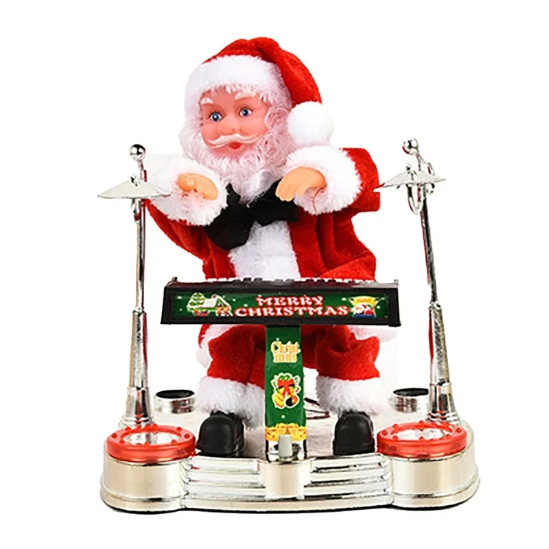 Christmas Electric Music Santa Claus Doll Playing Piano Ornament For Christmas Decorations For Children Gift