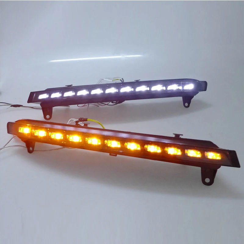 2pcs For Audi Q7 2006 2007 2008 2009 Yellow Turn Signal Function Car DRL Waterproof 12V LED Daytime Running Light Fog Lamp Bulb