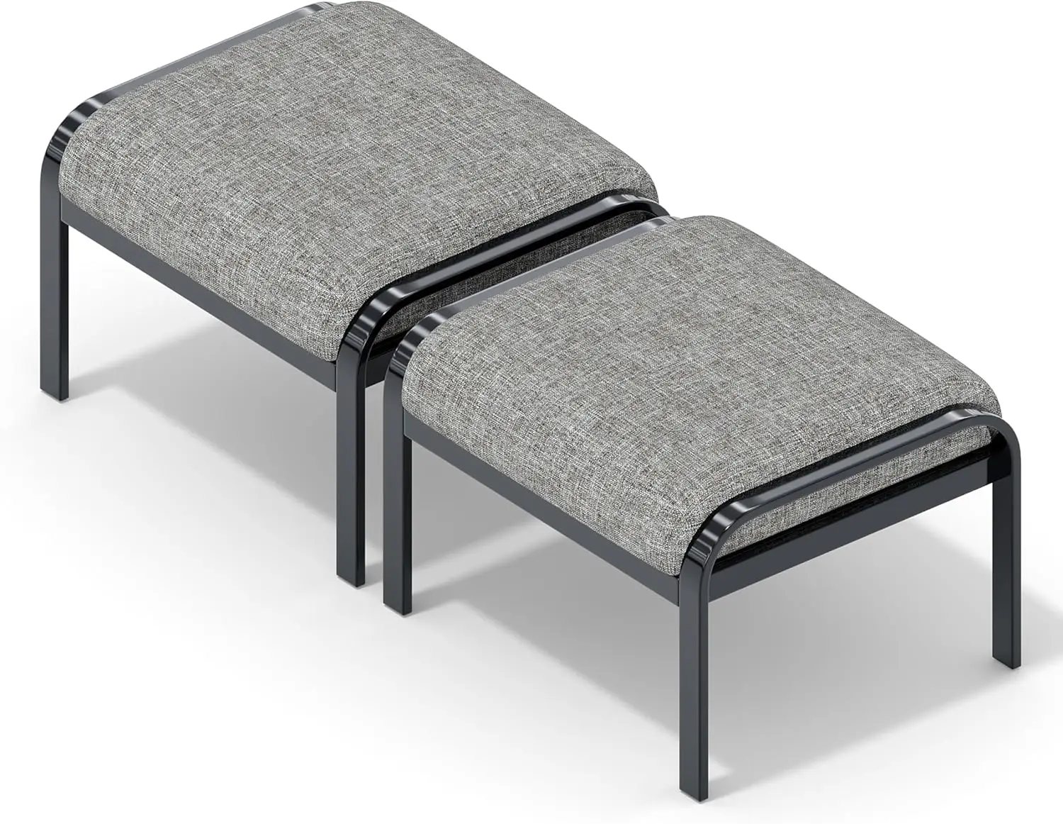 

Metal Outdoor Ottoman, 2-Piece Aluminum Footstool w/Removable Cushion, Multipurpose Footrest Stool