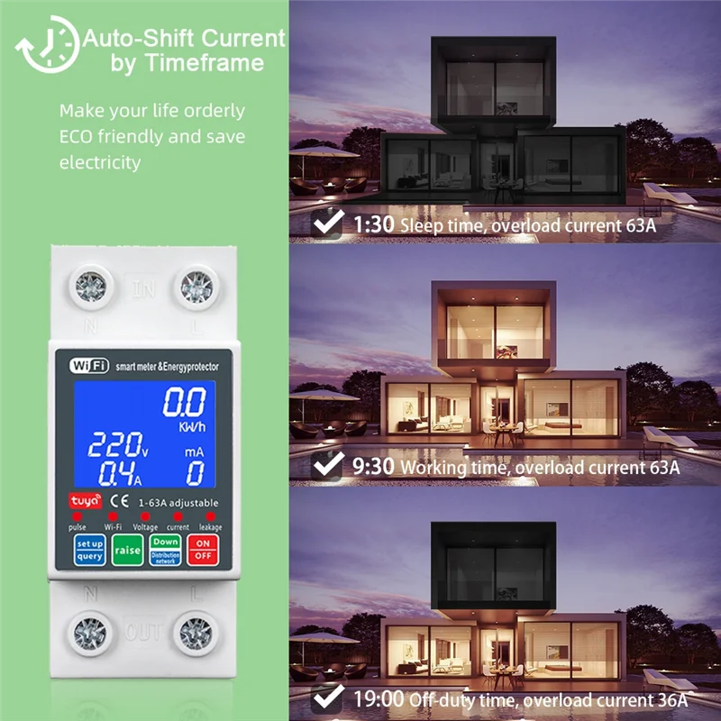 

NEW WTDZW-63A/N Smart PV Circuit Breaker Tuya 220V Voltage Current Leakage Protection Mcb Automatic Switch 63A Wifi-B91B