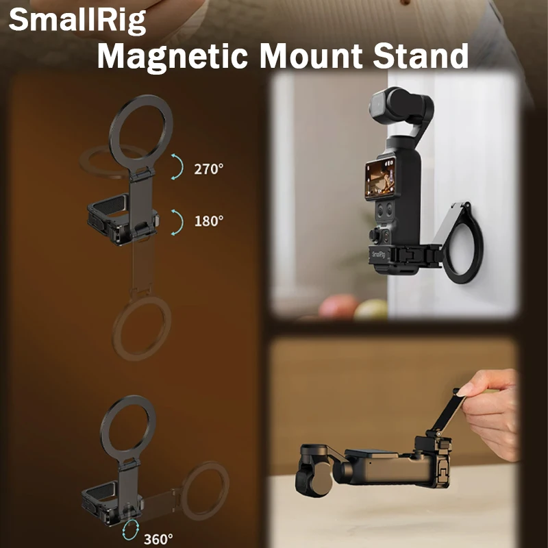 

SmallRig Pocket4 Magnetic Mount Stand for DJI Osmo Pocket 4/3 and Mobile Phones for magsafe Magsafe with Adjustable Ring Stand