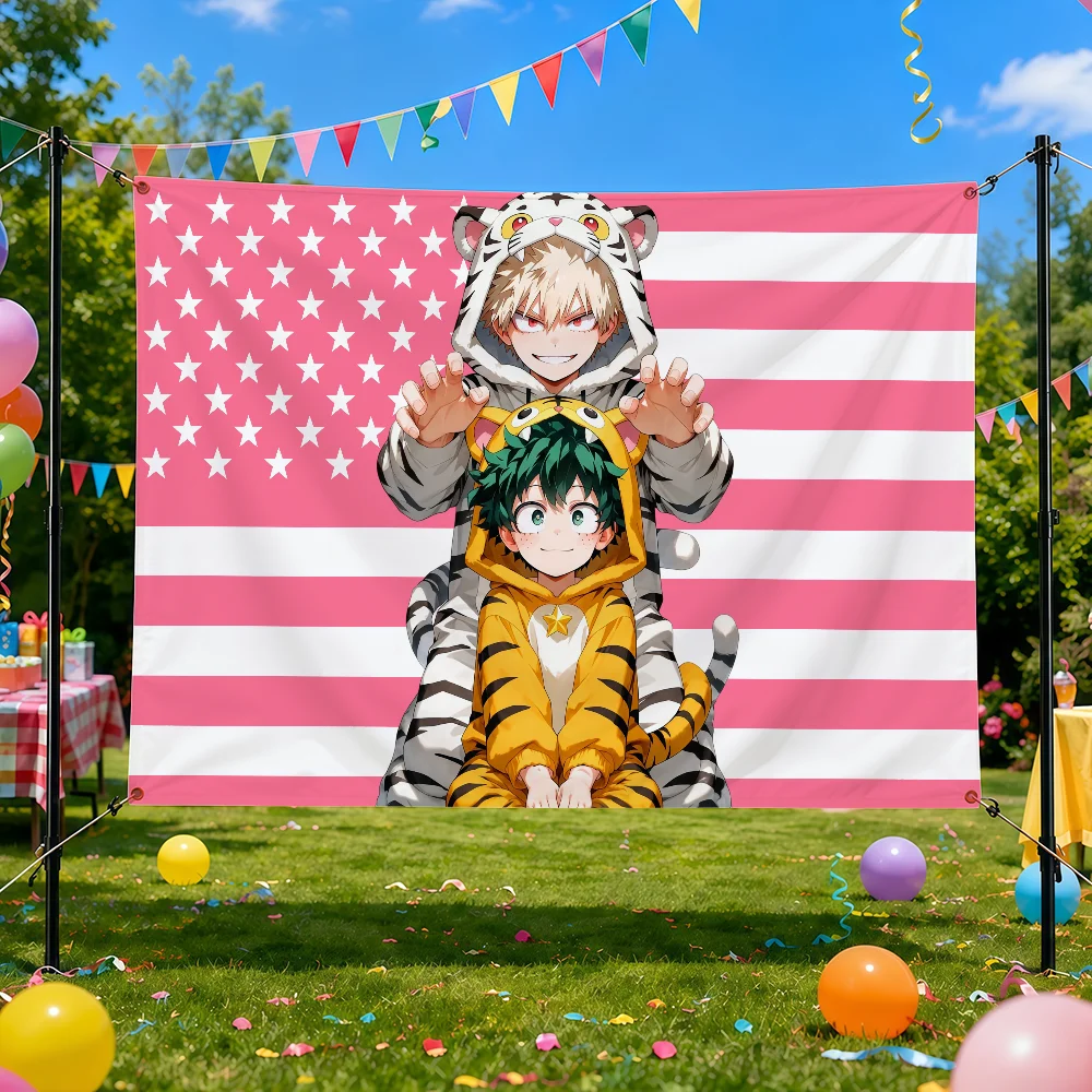 My Hero Academias Bakugou Katsuki American Flag Decorative Home Yard & Garden Decor Banner - Indoor Outdoor Wall Hanging Flag