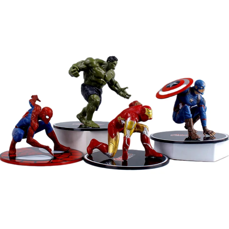 Avengers hand-run Iron Man Spider-Man Captain America Hulk Venom Doll Ornament Chassis Model Boy Toy Holiday Gift Decoration