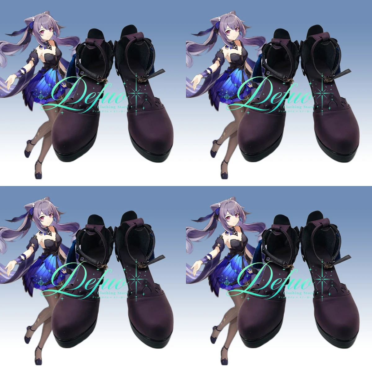 Genshin Impact Keqing Gorgeous Cosplay Women's Shoes Lantern Ceremony Skin Game Anime High Heels Dress Boots