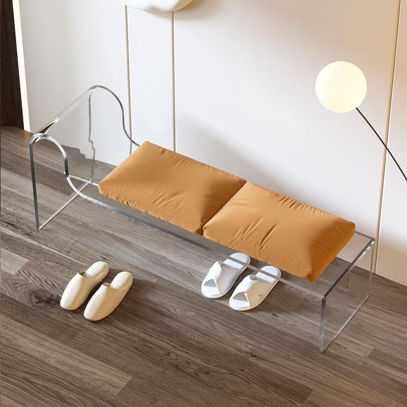 American shoe-changing stool cross-border luxury and minimalist style cream household door shoe stool leisure chair soft bag