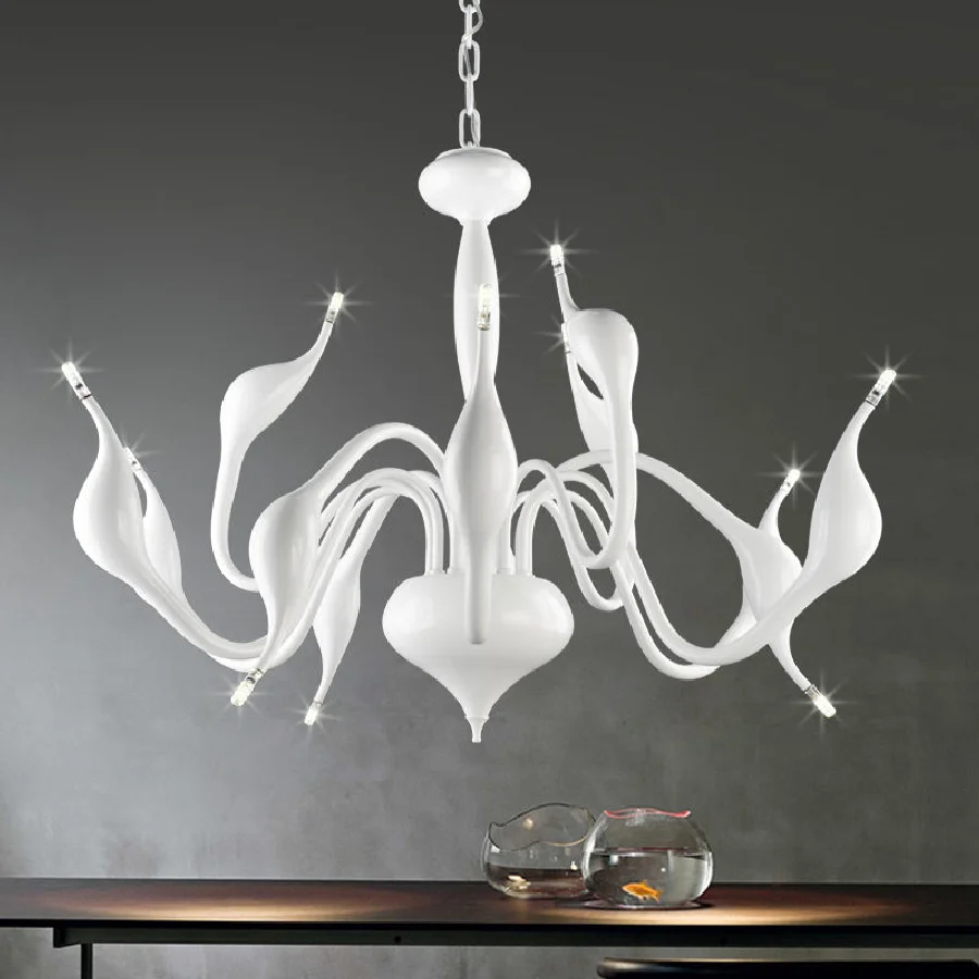 

LukLoy Modern Swan Ceiling Chandelier Creative Living Room Art Simple Led Hanging Lamps Hotel Wrought Iron Lighting Fixture