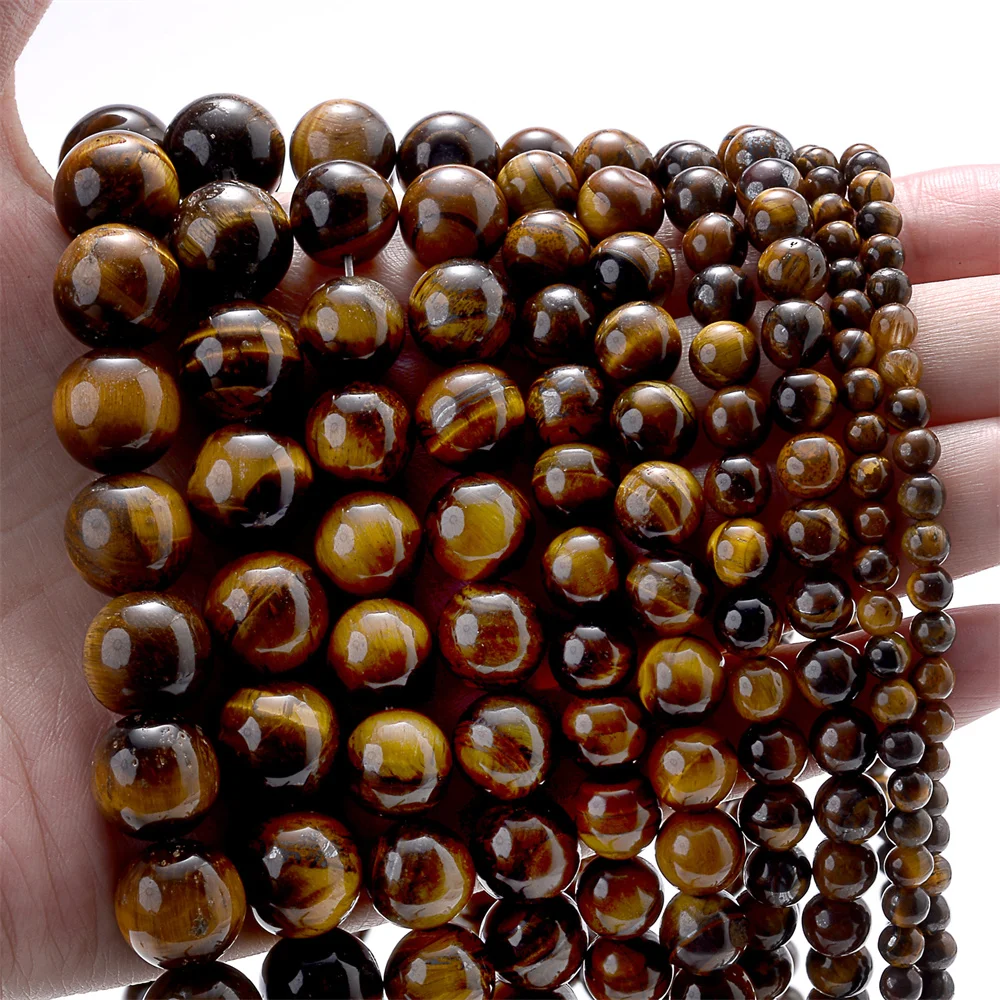 Natural Tiger Eye Stone Beads Round Spacer Beads for Jewelry Making DIY Charms Bracelet Necklace Handmade Craft 4 6 8 10 12mm