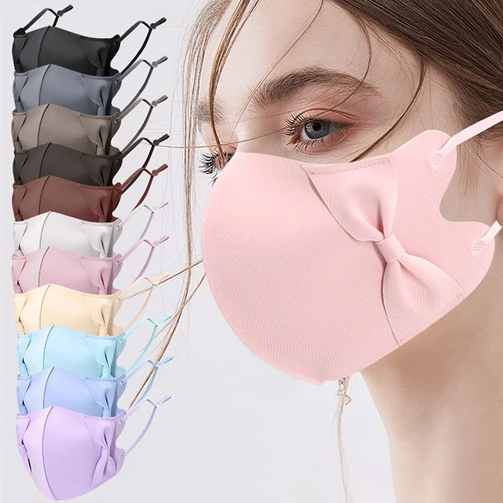 

New Anti-uv UPF50+ Ice Silk Sunscreen Mask 3D Bow Anti-sun Mask Traceless Summer Outdoor Sports Face Mask Breathable Golf Mask