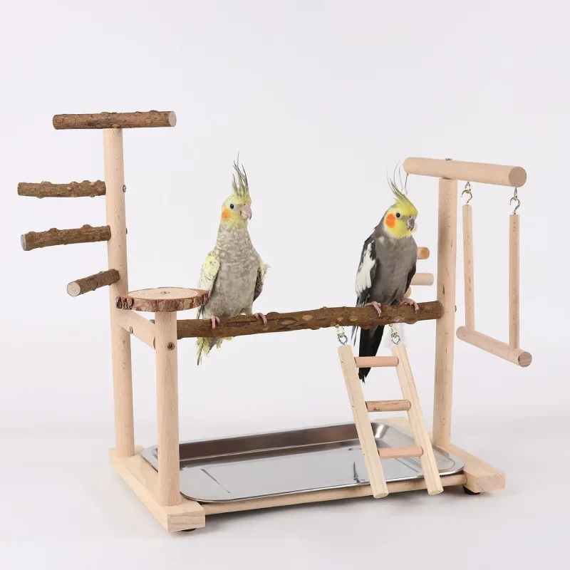 Pepper Wood Parrot Stand Bird Swing Toy Game Field Interactive Training Frame Bird Shelf Standing Stick Bird Playground Ladder