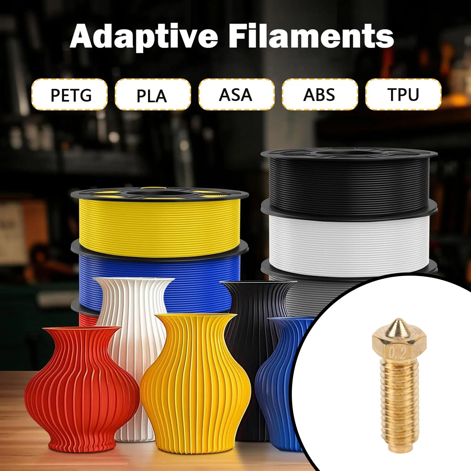 10PCS 3D Printer Brass Nozzle Prevent Heat 3D Printer Extruder Hotend Nozzle Kit Stable Fluent Extrusion Printing for Industrial
