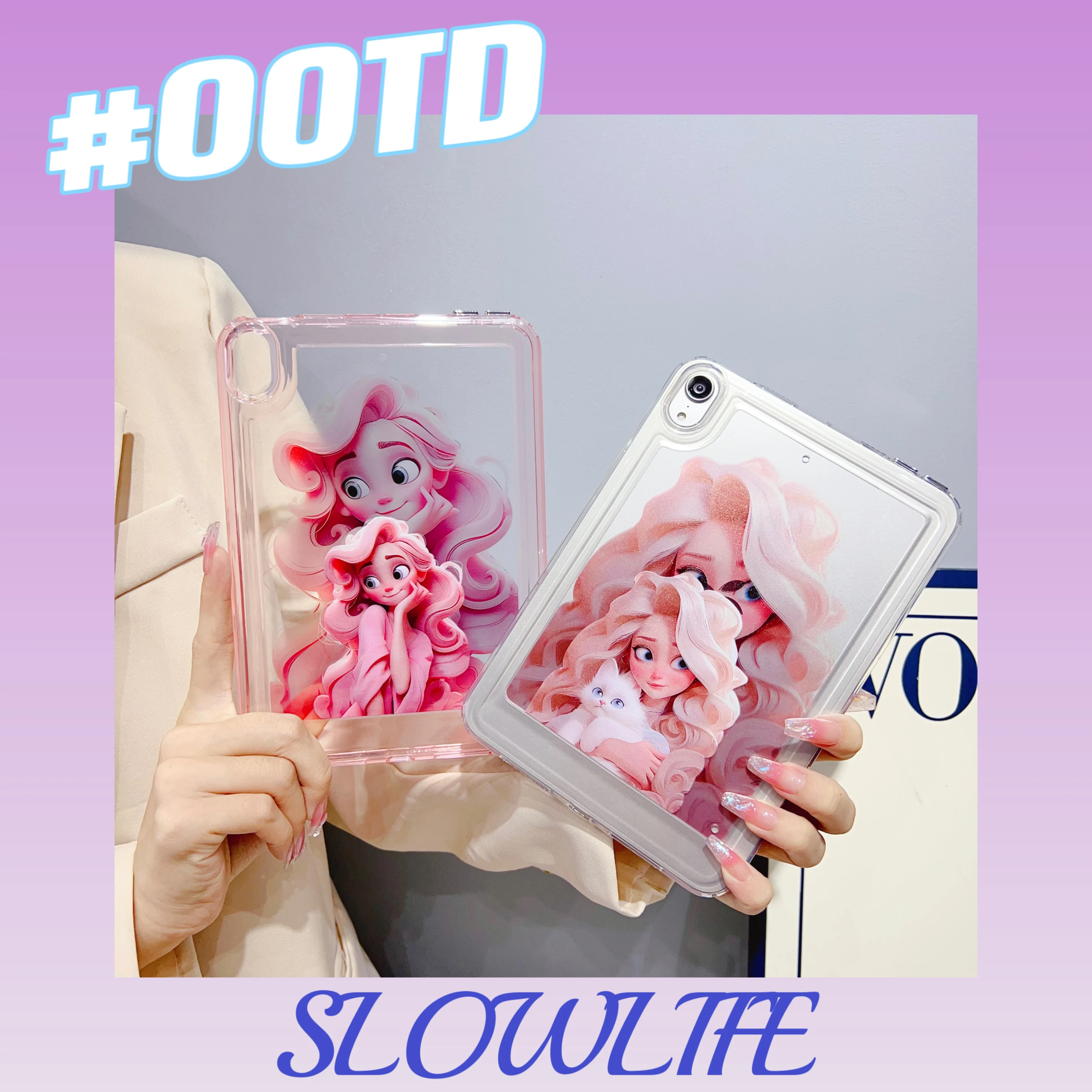 

Cartoon Pink Princess Tablet Protective Case For iPad Air 4 5 2020 2021 iPad 10.2 8th 9th Pro 11 Mini 6 7 TPU Printed Protectiv