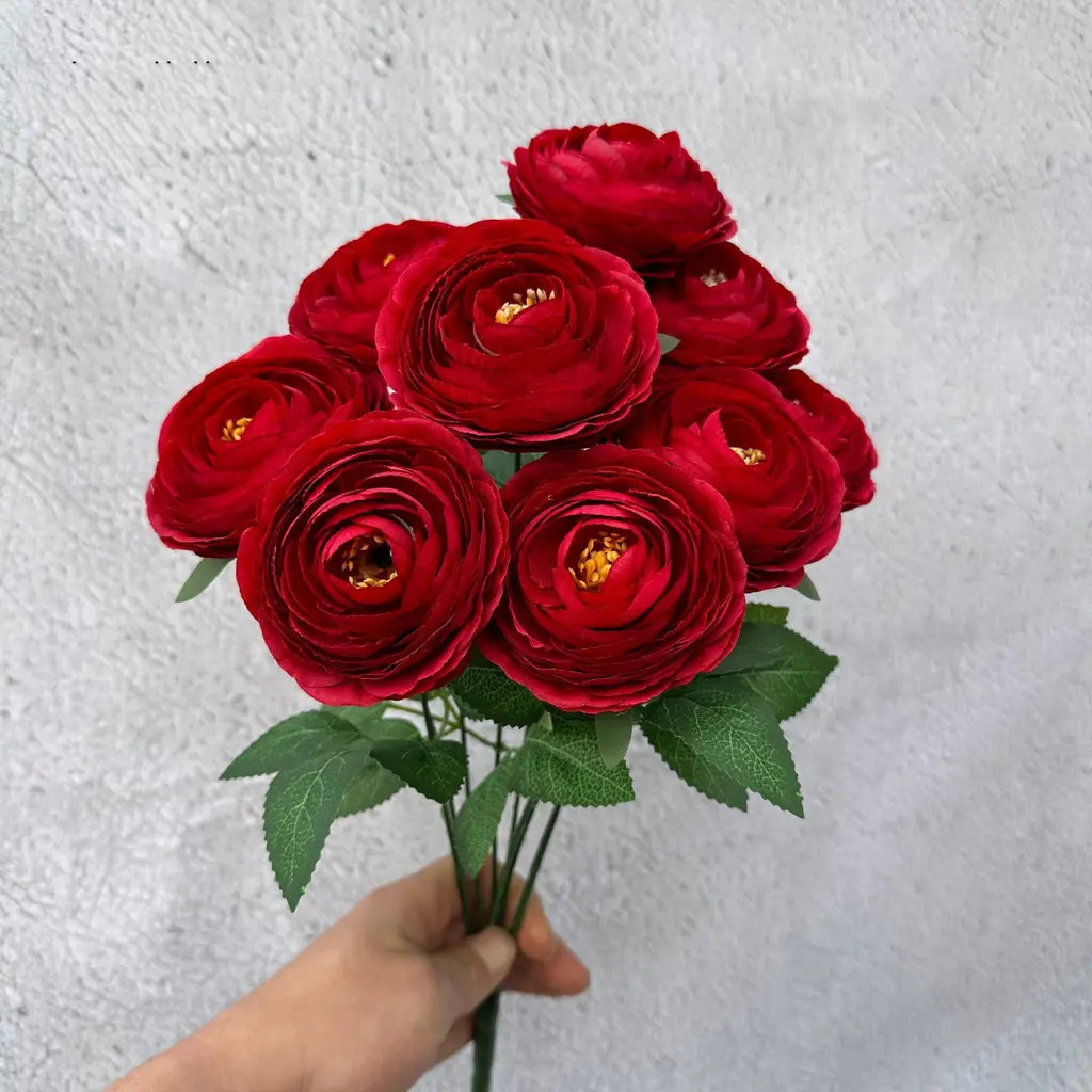 9-Köpfiger Strauß Künstliche Eustoma-Blumen, Exquisite Blumendekoration für Heimdekoration, Hochzeitsarrangements, Party-Hintergrund – Detail 7