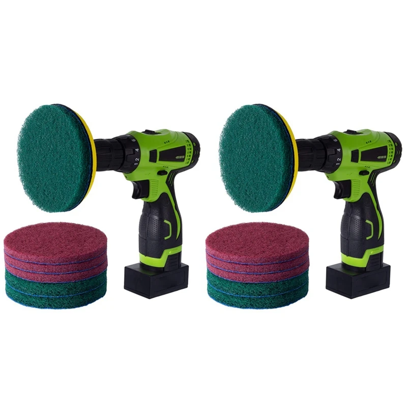 16 Pcs 5 Inch Drill Power Brush Tile Scrubber Scouring Pads Cleaning Kit,  (Drill NOT Included)