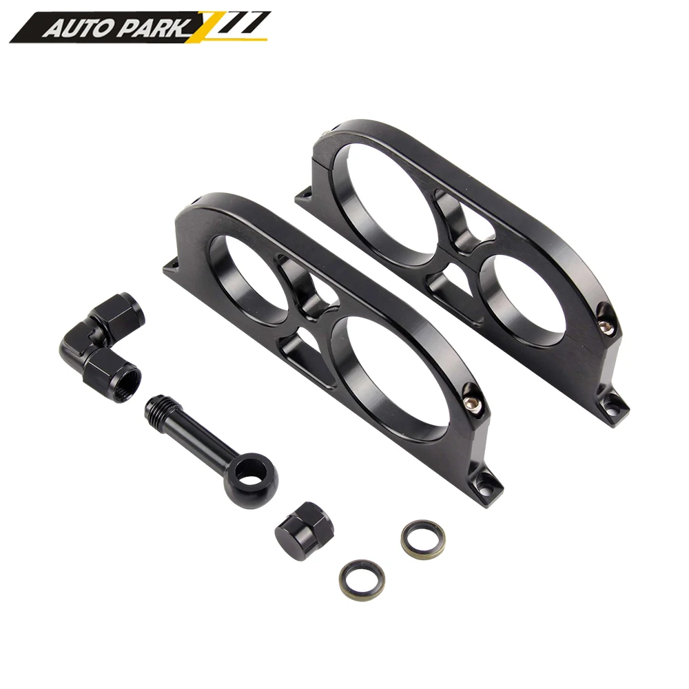 

Aluminum Billet dual Double Bracket Mounting Bracket Clamp Kit for 44mm fuel filter and 60mm 044 pump with fitting