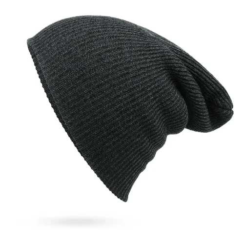 Imagen 2 del producto Nuevos gorros de moda para hombres, gorro de punto grueso de lana lisa, gorro cálido para hombre, gorros de invierno, gorro informal de Hip Hop, gorros de calavera Unisex