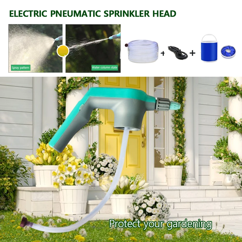 New Garden Water Spayer Suit Electric Charging Watering Head for Plants 3M 5M Water Pipe Water Bucket Irrigation Garden Supplies