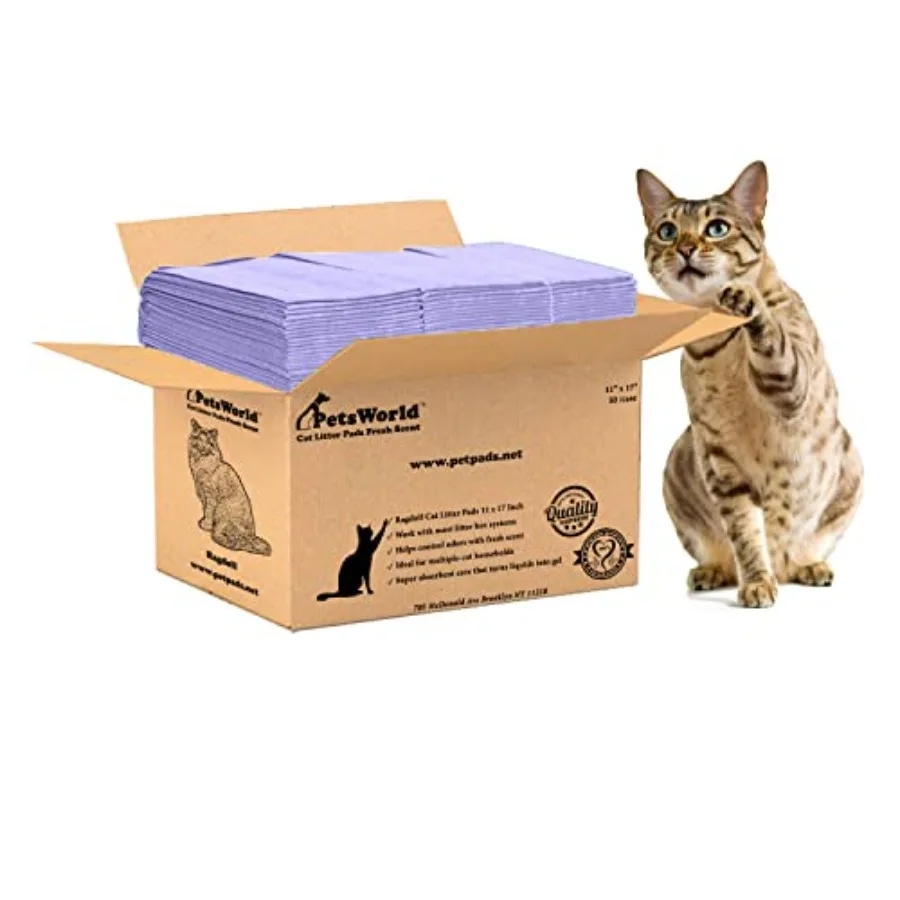 

Universal Fit Cat Pad Refills for Litter Box Fresh Scent Odor Control Pack of 50