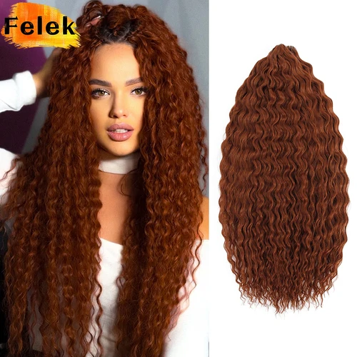 Imagen 1 del producto Extensiones de cabello trenzado rizado Borgoña, rizos sintéticos de Ariel, extensiones de trenzas de ganchillo, pelo Afro trenzado con ondas de agua verdes ombré