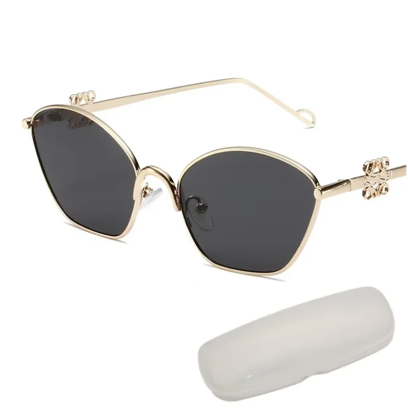 2025 Lunettes de soleil élégantes et premium pour femme pour la protection solaire - Monture en métal doré avec lentille dégradée
